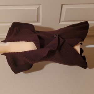 Brown Ruffle-front Sweater Vest